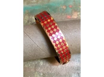 Halcyon Days Red Checkers Bangle Clasp Bracelet - Will Ship!