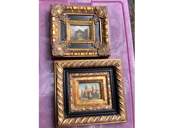 Elaborately Framed Miniature Architecture Paintings (Old)