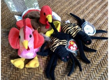 Beanie Babies Turkey Rooster Spiders Halloween New/ Tag Protectors