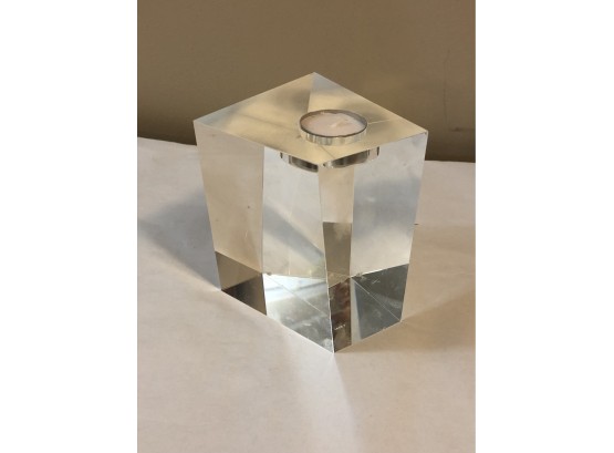 Scandinavian Glass Abstract Crystal Votive Candle Holder