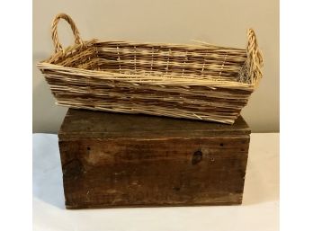 Home Dcor - Vintage Wood Box And Basket