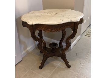 Beautiful Vintage Marble Topped Hand Carved Wooden Corner Side Table