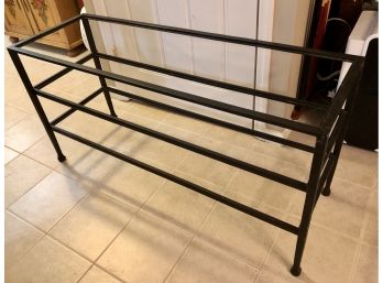 Pottery Barn Wrought Iron Coffee Table With Tempered Glass Shelves - Retail New $500