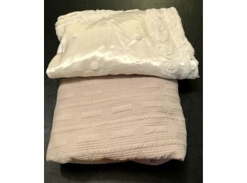 Pottery Barn Tan Queen-Sized Quilt With Soft White Bed Runner