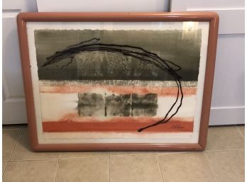 RR Pascucci Midcentury Artist Large Abstract Water Color Signed