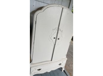 Antique White Armoire Wardrobe - Needs Restoration