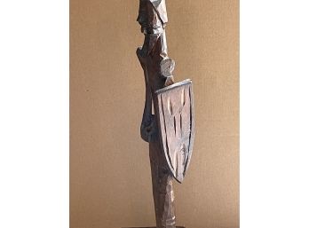 Carved Wooden Knight Statue