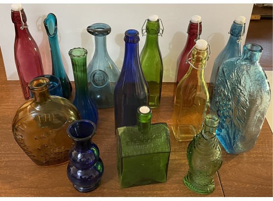 Collection Of Multicolor Glass Bottles