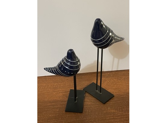 Blue & White Decorative Plover Birds - Will Ship!