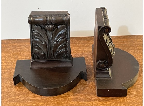Carved Wood Book Ends - Will Ship!