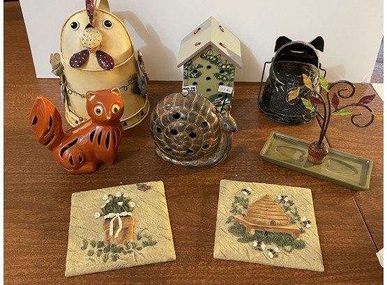 Collection Of Garden Themed House Decor - Fox, Snail, Candle Holders, Frog, Bugs, Bees