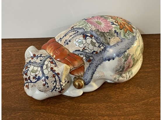 Large Floral Decorative Cat - Will Ship!