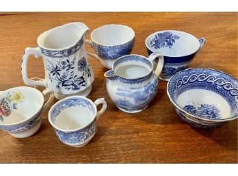 Antique Collection Of Blue & White English Tea Cups - All Marked See Pictures - Will Ship!