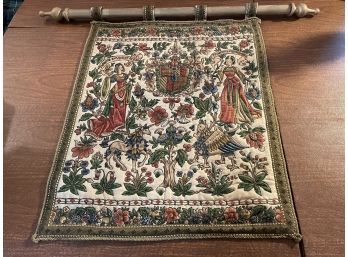 Vintage French Medieval Themed Wall Tapestry - Will Ship!