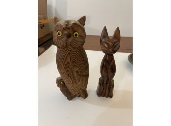 Wood Cat And Owl