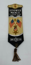 GAR Grand Army Of The Republic Sedgwick Post 24 Clifton Kansas Ribbon Badge