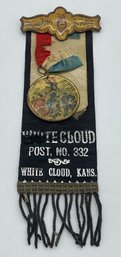 GAR Grand Army Of The Republic White Cloud Kansas Post 332 Ribbon Badge