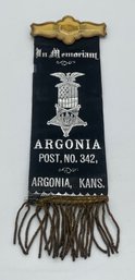 GAR Grand Army Of The Republic Argonia Kansas Post 342 Ribbon Badge