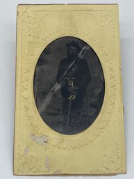 Original Tin Type Photo Image Edward Ashcroft 5th Kansas Cavalry Company M Bugler Sword Civil War Soldier