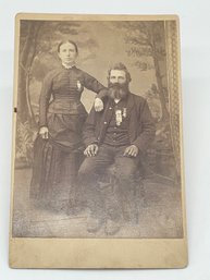 Original Cabinet Photo Image Calvin Webb & Wife Company H 10th Kansas Infantry Cavalry Civil War Soldier