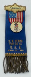 GAR Grand Army Of The Republic S.r. Deach Post No 58 Jewell City Kansas Ribbon Badge