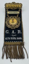 GAR Grand Army Of The Republic Member Alta Vista Post 60 Kansas Ribbon Badge