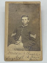 Original CDV Photo Image Sergeant Milton A. Buckler Company B 12th KVC Kansas Cavalry Civil War Soldier