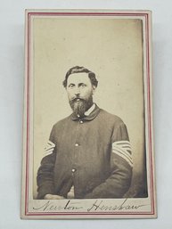Original CDV Photo Image Sergeant Newton Henshaw 12th KVC Kansas Cavalry Civil War Soldier