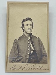 Original Civil War CDV Photo Image Of Lieutenant Samuel S. Kirkham Company C 12th KVC Kansas Cavalry Civil W