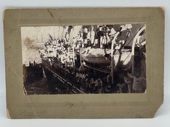Original S.S. Indiana Iron Steamship Cabinet Photo Manila Spanish American War Soldiers 20th Kansas Ship Boat