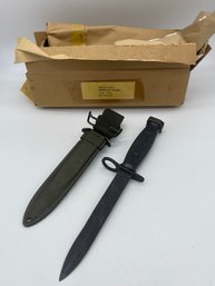 Vintage Military US Army Marked M7 BOC Bayonet With US M8 BMCO Scabbard New Old Stock W/ Packaging