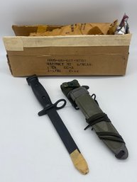 Vintage Military US Army Marked M7 BOC Bayonet With US M8AI TWB Scabbard New Old Stock W/ Packaging