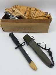 Vintage Military US Army Marked M7 BOC Bayonet With US M8AI PWH Scabbard New Old Stock W/ Packaging