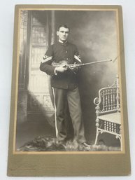 Original Civil War Cabinet Photo Image Military Band Member Soldier Leavenworth Kansas Civil War