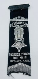 GAR Grand Army Of The Republic George H. Thomas Post No. 18 Ottawa Ks. Ribbon Badge