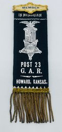 GAR Grand Army Of The Republic Ellsworth Post No. 22 Ellsworth Ks. Ribbon Badge