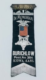 GAR Grand Army Of The Republic Burichlow Post No. 384 Kiowa Ks. Kansas Ribbon Badge