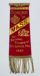 GAR Grand Army Of The Republic Massachusetts 21st National Encampment Saint Louis September 1887 Ribbon Badge