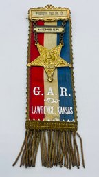 GAR Grand Army Of The Republic Washington Post No. 12 Lawrence Ks. Kansas Ribbon Badge