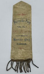 GAR Grand Army Of The Republic Burnside Post No. 28 Kansas City Ks. Kansas Ribbon Badge