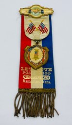 GAR Grand Army Of The Republic Lew Cove Post No. 100 Manhattan Ks. Kansas Ribbon Badge