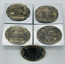Sedalia, Mo. Missouri State Fair Limited Edition Collector Belt Buckles 1991 1992 1993 1994 1995 Solid Brass