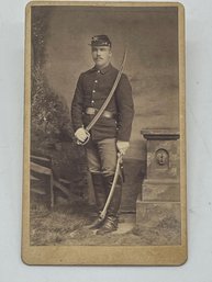 Civil Spanish American War CDV Photo Image Of Kansas Soldier Cavalry In Full Uniform With Sword