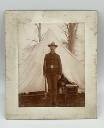 Original Cabinet Photo Spanish American War Soldier Indian Camp Tent Gun