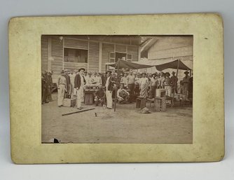 Original Cabinet Photo Company M 14th US Infantry Manila Philippines Christmas Dinner 1898 Soldiers