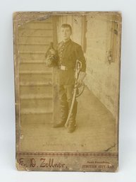 Original Cabinet Photo Image Of Civil Spanish American War Soldier Junction City Kansas Sword