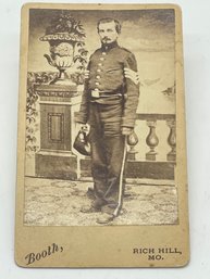 Civil Spanish American War CDV Photo Image Soldier Dressed In Full Uniform Sword Cavalry Rich Hill Missouri