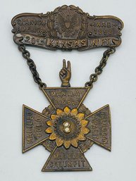Spanish American War Medal Badge Ribbon GAR Edward R. Hook Company H Department Of Kansas 1900 Soldier
