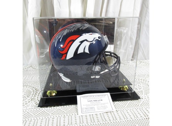 Von Miller Signed Denver Broncos Replica Helmet W/ COA And Display Box