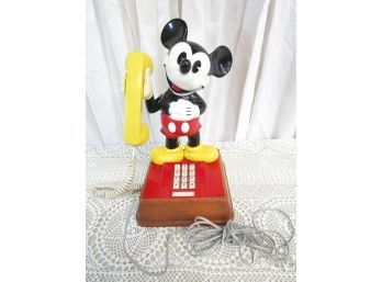 Vintage Mickey Mouse Push Putton Telephone Works